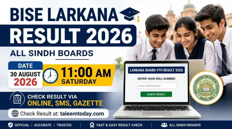 BISE Larkana 9th Class Result 2026 Check Your Result Online, by SMS and Gazette