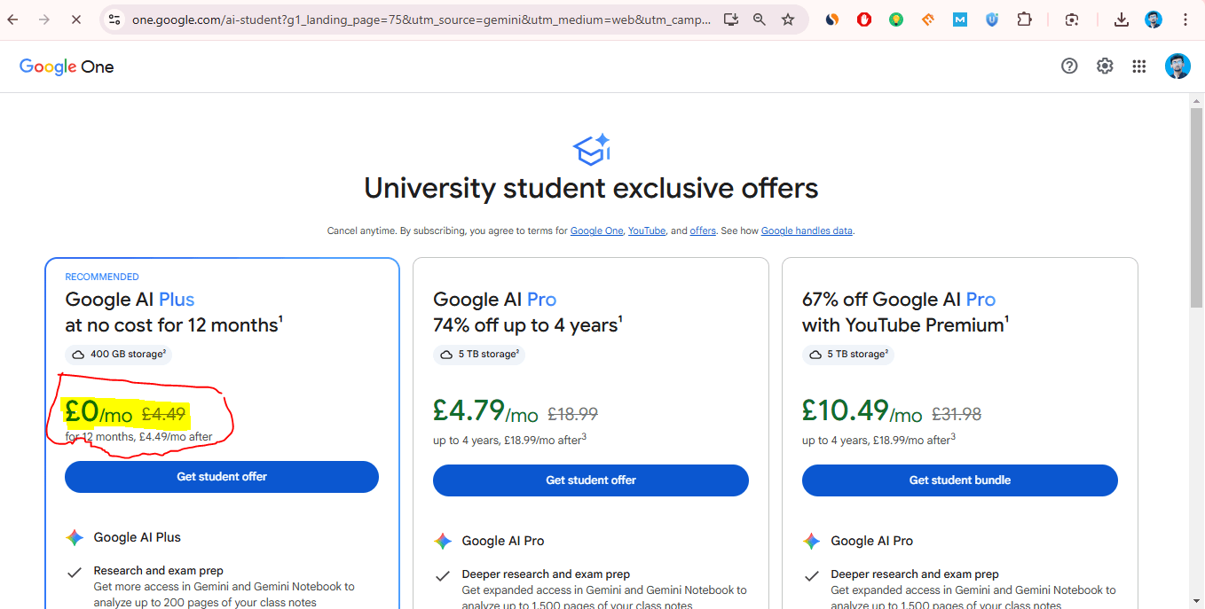 Free Google AI plan