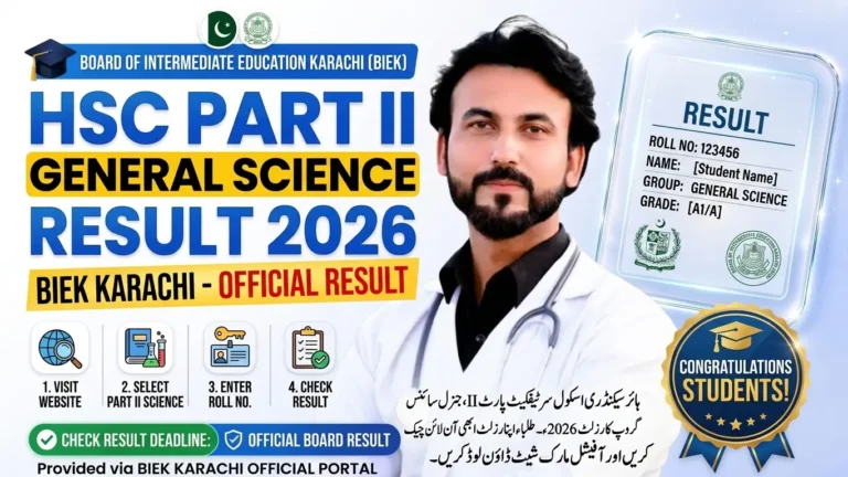HSC Part II General Science Result 2026 BIEK Karachi - Check Now