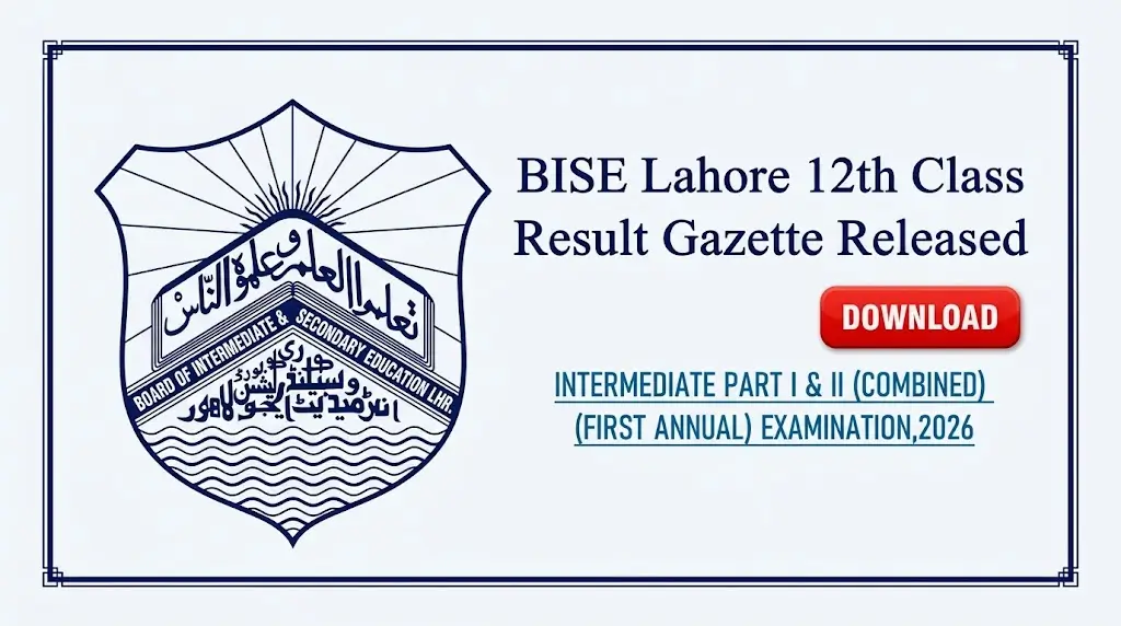 BISE Lahore 12th Class Result Gazette Released