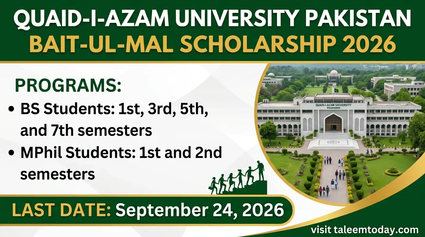 Quaid-i-Azam University Pakistan Bait-ul-Mal Scholarship 2026